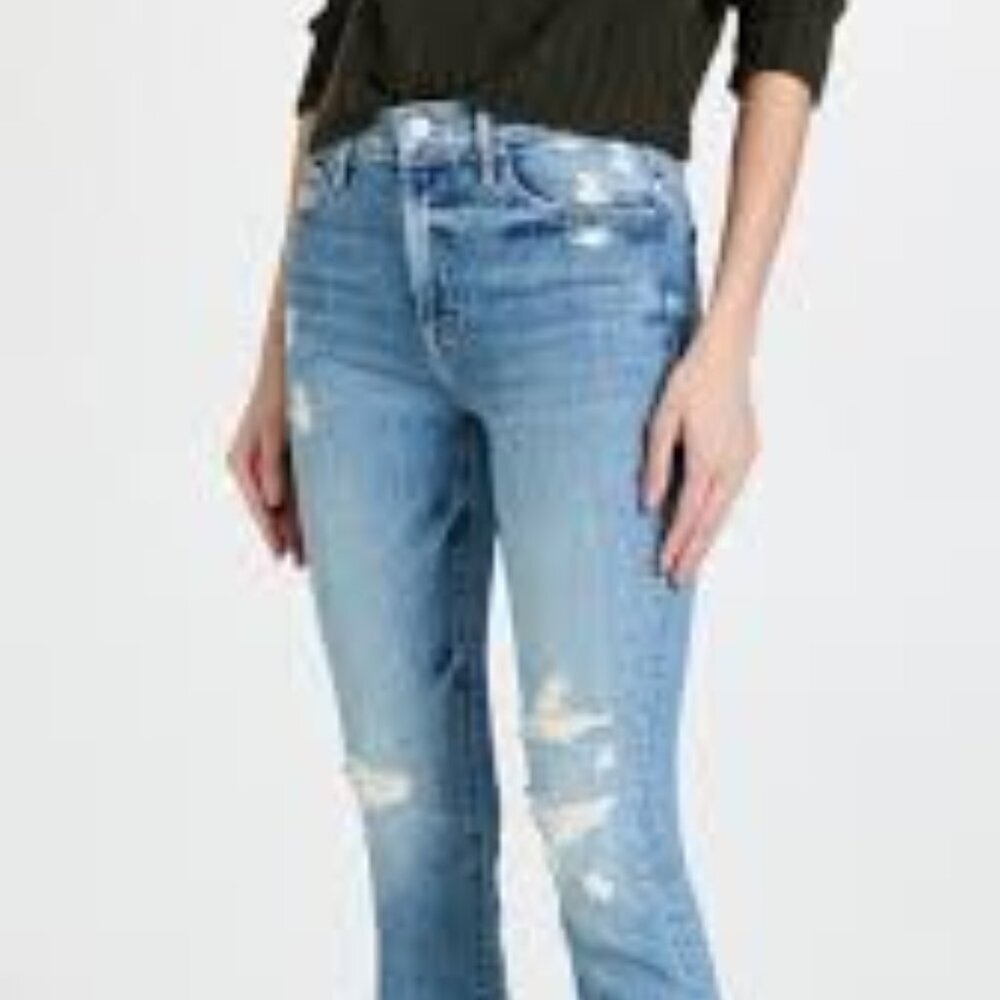 MOTHER Superior The Insider Crop Step Fray Distressed  High Rise Jeans Size 25